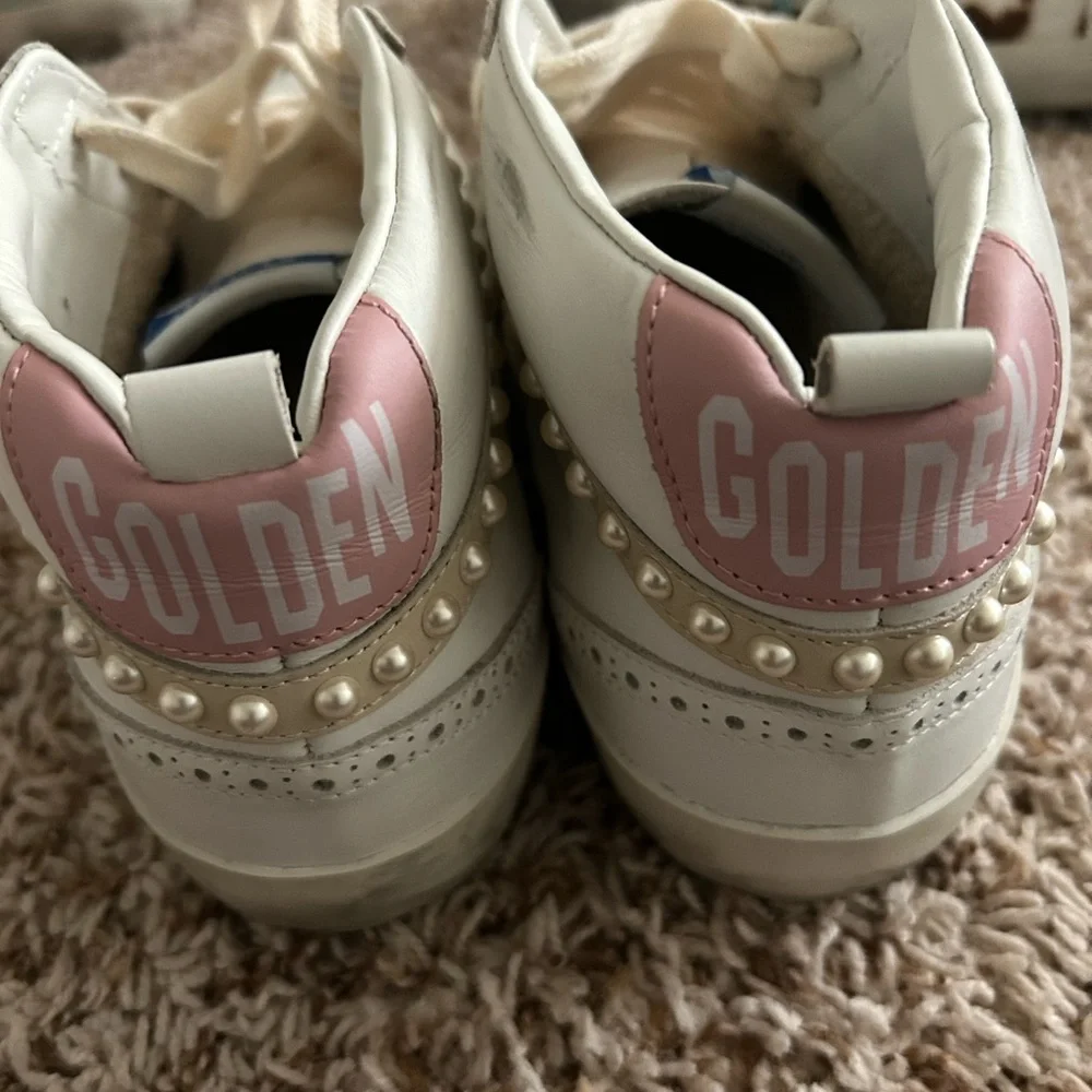 Golden Goose Cream High-Tops with Glitter Star and Pearl Trim size 39 - Picture 6 of 9